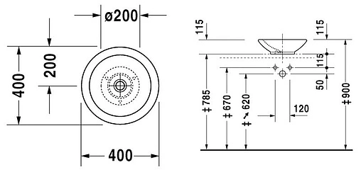 Раковина Duravit Bagnella 40 белый 0451400000
