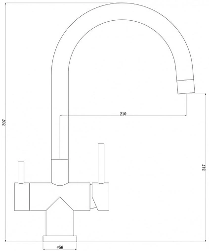 Смеситель для кухни с подключением к фильтру Swedbe Selene Plus нержавеющая сталь 8042 Смеситель для кухни с подключением к фильтру Swedbe Selene Plus нержавеющая сталь 8042
