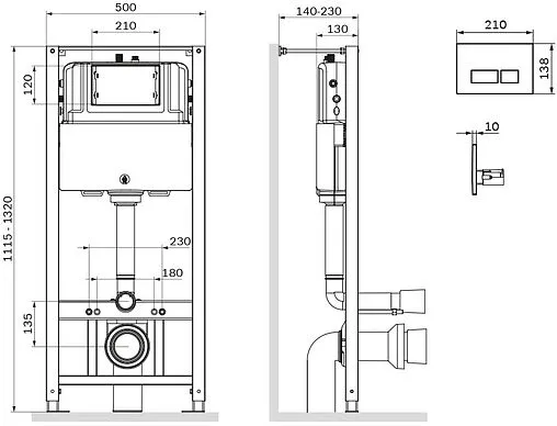 Инсталляция для подвесного унитаза Set 4 в 1 Am.Pm Pro I012704.9031 с кнопкой никель матовый