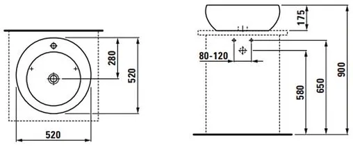 Раковина Laufen Alessi One 55 c покрытием LCC белый 8.1897.1.400.109.1