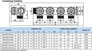Коллектор регулирующий проходной 4 отвода 1"в/н x ½"к Stout SMB-6850-011204 Коллектор регулирующий проходной 4 отвода 1"в/н x ½"к Stout SMB-6850-011204, 2