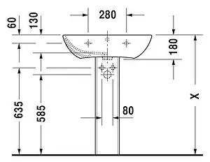 Раковина Duravit ME by Starck 65 белый 2335650030, 3