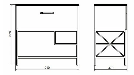 Тумба-умывальник напольная Comforty Бредфорд 90 дуб тёмный/чёрный 00004148003CF