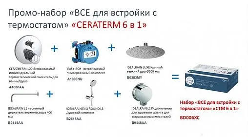 Душевая система с термостатом для душа Ideal Standard Ceratherm хром BD006XC