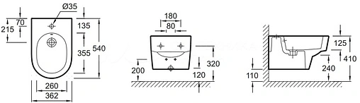 Биде подвесное Jacob Delafon Odeon Rive Gauche белый EMG0002-00