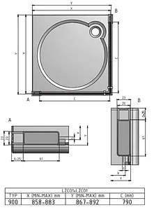 Душевое ограждение 900x900мм прозрачное стекло Roltechnik Lega Lift Line LZCO1+LZCO1/900*900 227-9000000-00-02+227-9000000-00-02, 2