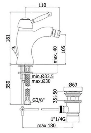 Смеситель для биде Paffoni Giorgia бронза GI135BR