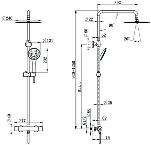 Душевая система с термостатом для душа Cersanit Brasko хром 63066 Душевая система с термостатом для душа Cersanit Brasko хром 63066, 2