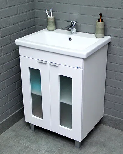 Тумба-умывальник напольная Айсберг Кристалл 60 белый DA1801T+1WH302421