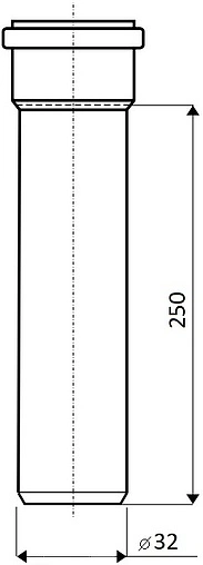 Труба канализационная внутренняя D=32мм L=250мм Ostendorf HTEM 110010