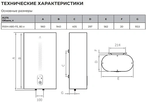 Водонагреватель накопительный электрический Royal Clima RWH-A80-FE