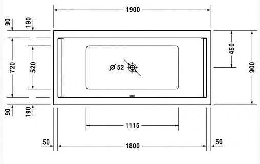 Ванна акриловая Duravit Starck 190x90 700340000000000