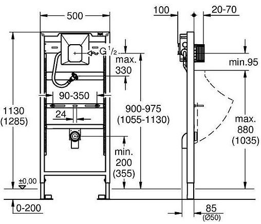 Инсталляция для писсуара Grohe Rapid SL 38786001