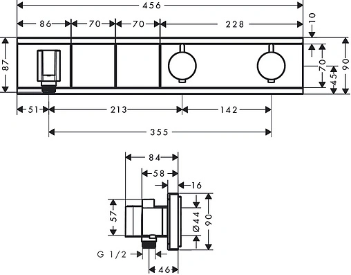 Термостат для 2 потребителей Hansgrohe RainSelect хром 15355000