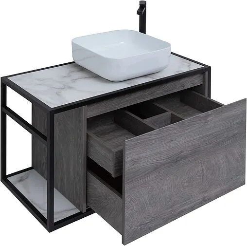 Тумба-умывальник подвесная Aquanet Nova Lite LOFT 90 R дуб рошелье 00261655+