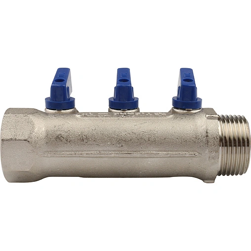 Коллектор запорный проходной 3 отвода 1"в/н x ½"к Tiemme NINO 1820007