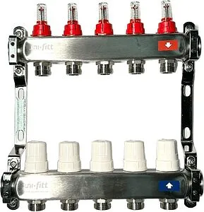 Группа коллекторная с расходомерами 5 отводов 1&quot;в/в x ¾&quot;ек Uni-fitt OPTIMAL 450B4305.RU, 1