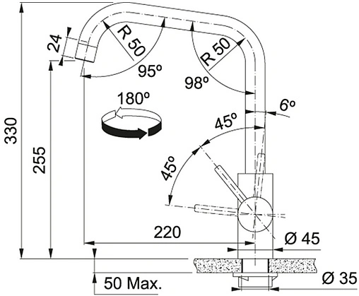 Смеситель для кухни Franke Kubus нержавеющая сталь 115.0529.202