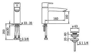 Смеситель для раковины Oras Cubista хром 2805F Смеситель для раковины Oras Cubista хром 2805F, 2