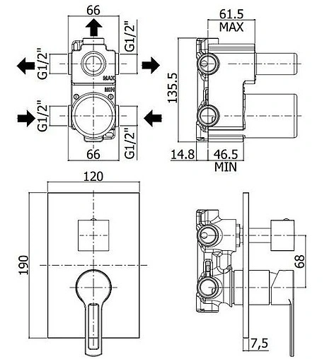Смеситель для ванны скрытого монтажа Paffoni Ringo белый матовый RIN019BO/M