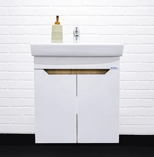 Тумба-умывальник подвесная Айсберг Мечта 50 белый/дуб сонома DM2315T+4607152361544