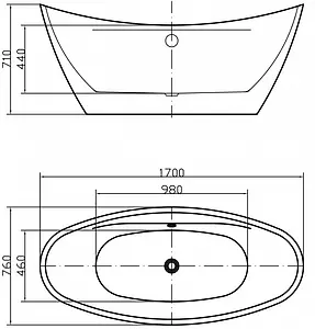 Ванна акриловая отдельностоящая Swedbe Vita 170x75 8805, 3