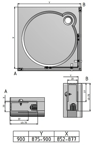 Душевое ограждение 900x900мм прозрачное стекло Roltechnik Exclusive Line ECS2L+ECS2P/900*900 black elox 560-900000L-05-02+560-900000P-05-02