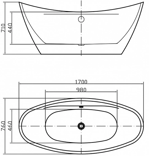 Ванна акриловая отдельностоящая Swedbe Vita 170x75 8805