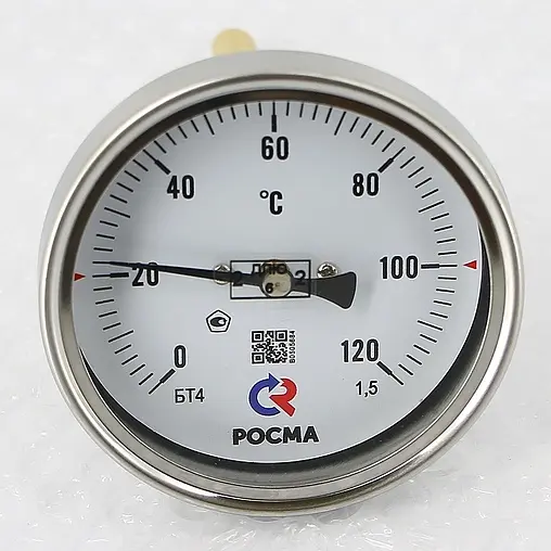 Термометр биметаллический Росма БТ-41.211 80мм 120°С гильза 100мм ½&quot; 00000002462