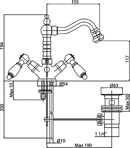 Смеситель для биде Cezares First золото/белый FIRST-BS2-03/24-Bi Смеситель для биде Cezares First золото/белый FIRST-BS2-03/24-Bi