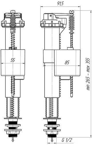 Заливной клапан для бачка ½&quot; пластик нижний Ани Пласт WC5510