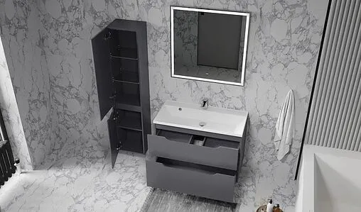 Тумба-умывальник подвесная Raval Wector 90 антрацит Wct.01.90/P/A/MD+4627173210195