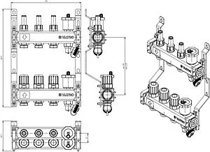 Группа коллекторная с расходомерами 3 отвода 1&quot;в/в x ¾&quot;ек Valtec VTc.579.EMNX.0603, 2