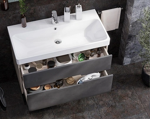 Тумба под умывальник подвесная Aquaton Оливия 70 грей/дуб ойстер 1A254301OLUG0