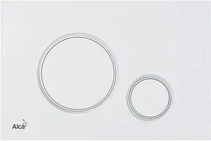 Клавиша смыва для унитаза AlcaPlast Thin M776 кнопки/белый матовый, кольца/хром глянцевый, 1