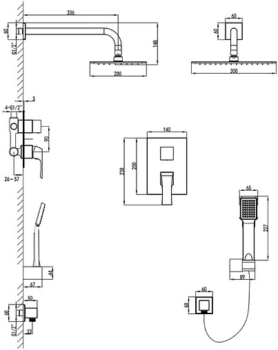 Душевая система со смесителем для душа Lemark Unit хром LM4529C