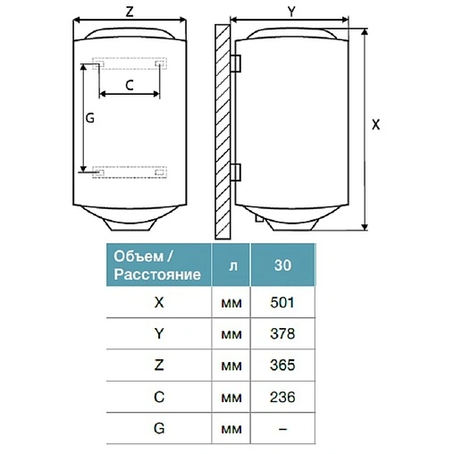 Водонагреватель накопительный электрический Thermex Praktik 30 V Slim 151005