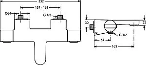 Термостат для ванны Ideal Standard Ceratherm 200 new хром A4630AA Термостат для ванны Ideal Standard Ceratherm 200 new хром A4630AA, 2