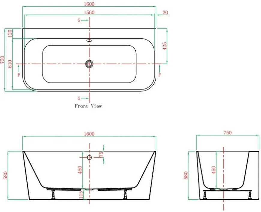 Ванна акриловая отдельностоящая Vagnerplast Maggie 160x75 KRBV165MAG9X-64, 2