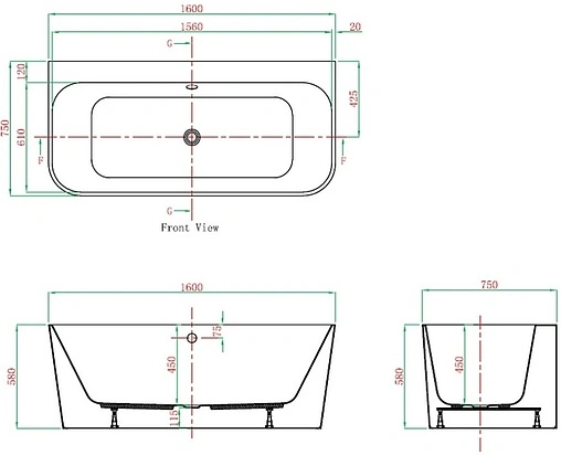 Ванна акриловая отдельностоящая Vagnerplast Benin 170x80 KRBV178BEN9X-64