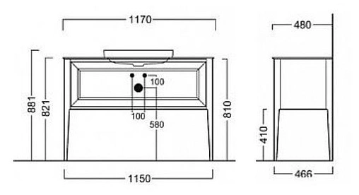 Тумба-умывальник напольная Kerama Marazzi Plaza Classic 120 1+1 белый PL.C.120.1+1\\WHT+PL.wbi.55.1+