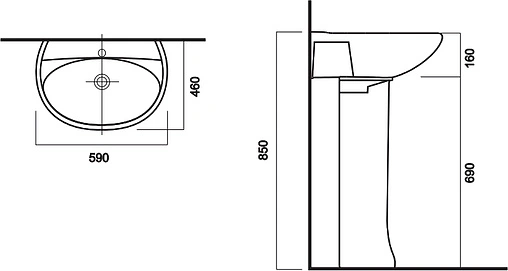 Раковина Sanita Виктория 60 белый WB.PD/Victoria/60-C/WHT.G/S1