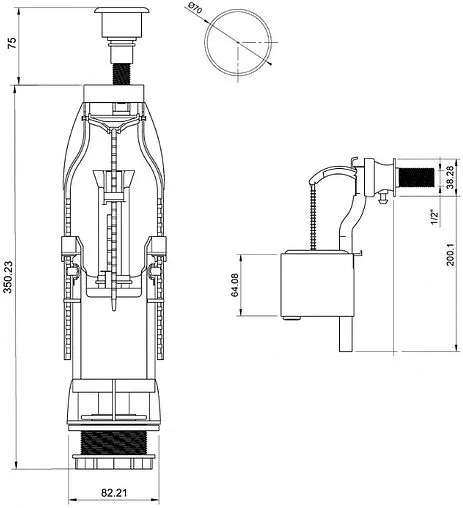 Комплект арматуры для бачка однорежимный ½&quot; пластик боковой BERGES Eko 12 030412