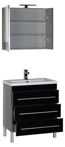 Шкаф-зеркало Aquanet Верона 75 L чёрный 00175385