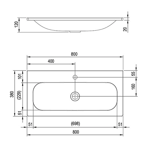 Раковина Ravak Ring 80 белый XJK01180000