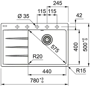 Мойка кухонная Franke Fragranite CNG 61½11-78 TL R серый камень 114.0639.723 Мойка кухонная Franke Fragranite CNG 61½11-78 TL R серый камень 114.0639.723, 2