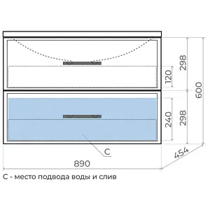 Тумба под умывальник подвесная Uperwood Foster 90 серый графит 291020523 Тумба под умывальник подвесная Uperwood Foster 90 серый графит 291020523, 2