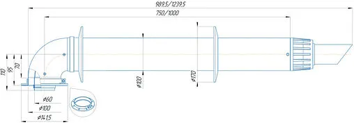 Комплект дымохода Антилед Ø 60/100мм L=1000мм Krats Антилёд KTL-02F-075