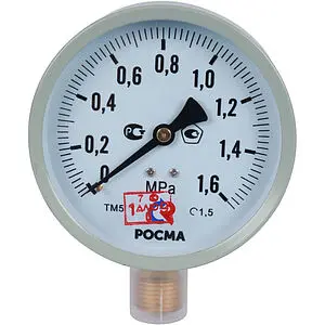 Манометр радиальный Росма ТМ-510Р.00 100мм 16 бар ½" 00000006818 Манометр радиальный Росма ТМ-510Р.00 100мм 16 бар ½" 00000006818, 1