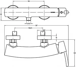 Смеситель для душа Swedbe Saturn хром 1420 Смеситель для душа Swedbe Saturn хром 1420, 2